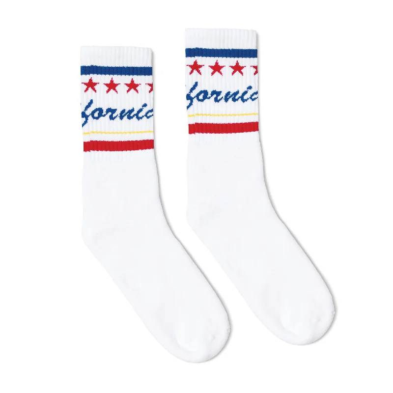 Plush chenille socks-Cali Words Socks | White