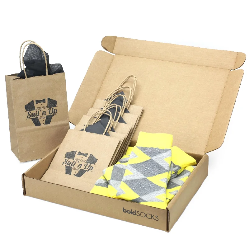 Durable ski socks-Customizable Groomsmen Gift Set Lemon Yellow Gray Argyle Men’s Dress Socks