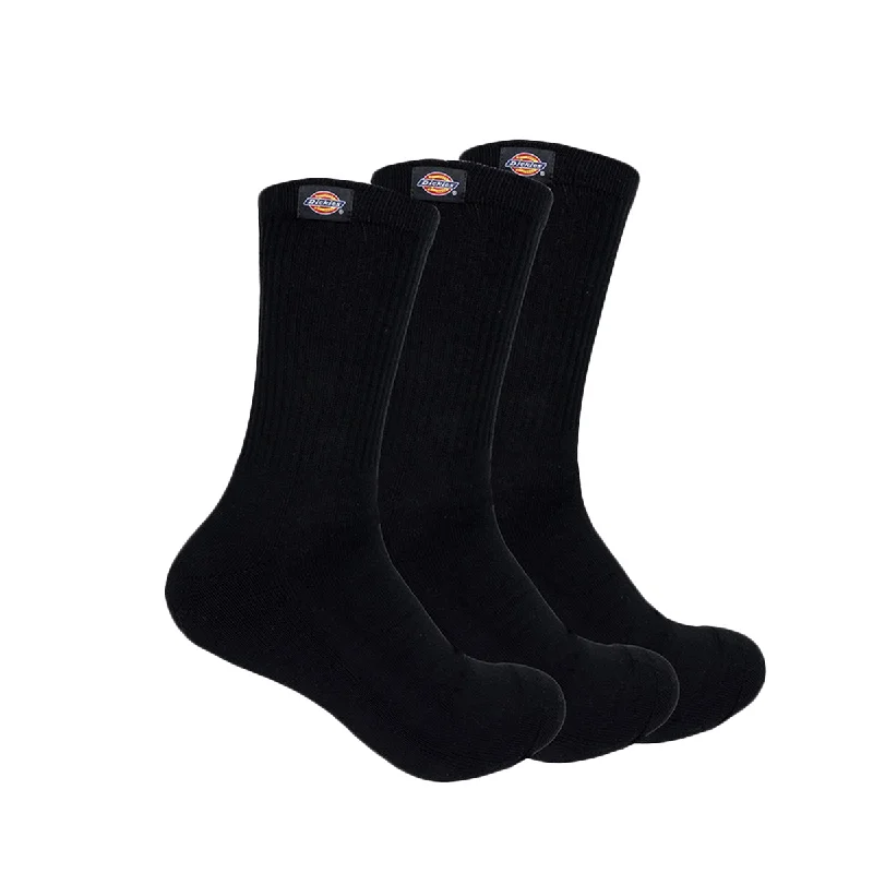 Warm athletic socks-Dickies - Classic Label Crew Socks 3 Pack Black