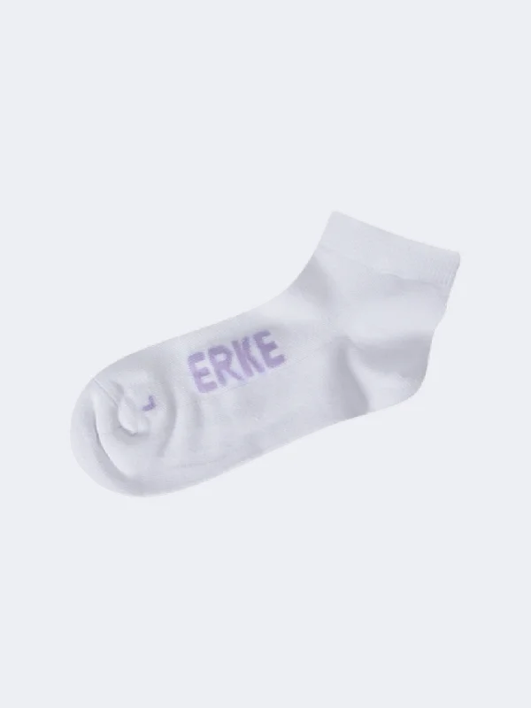 Casual athletic socks-Erke Flat Women Training Sock White/Purple