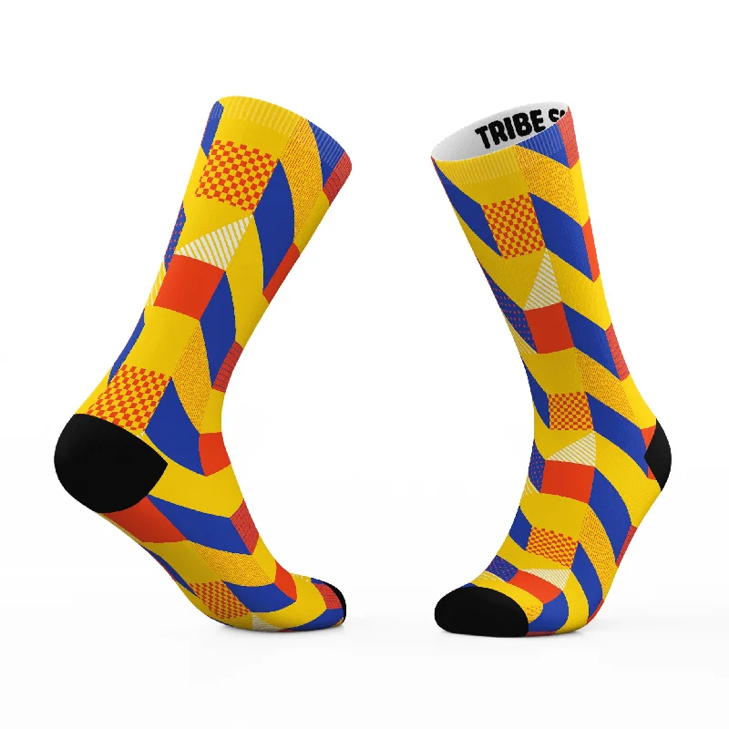 Bright athletic socks-Geometric Checkers Socks