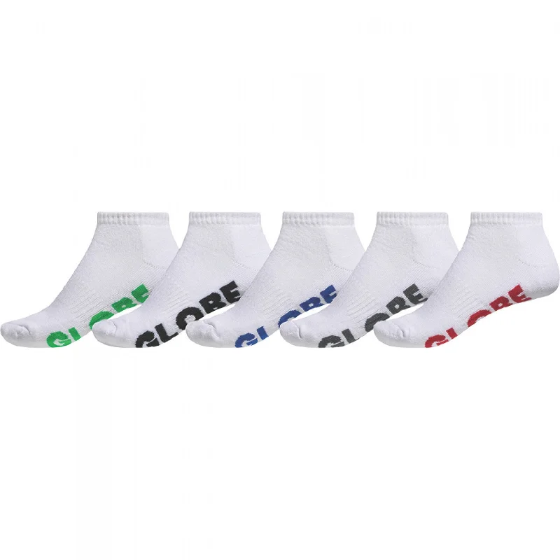 Handmade cozy socks-Globe - Stealth Ankle Socks White 5 Pack