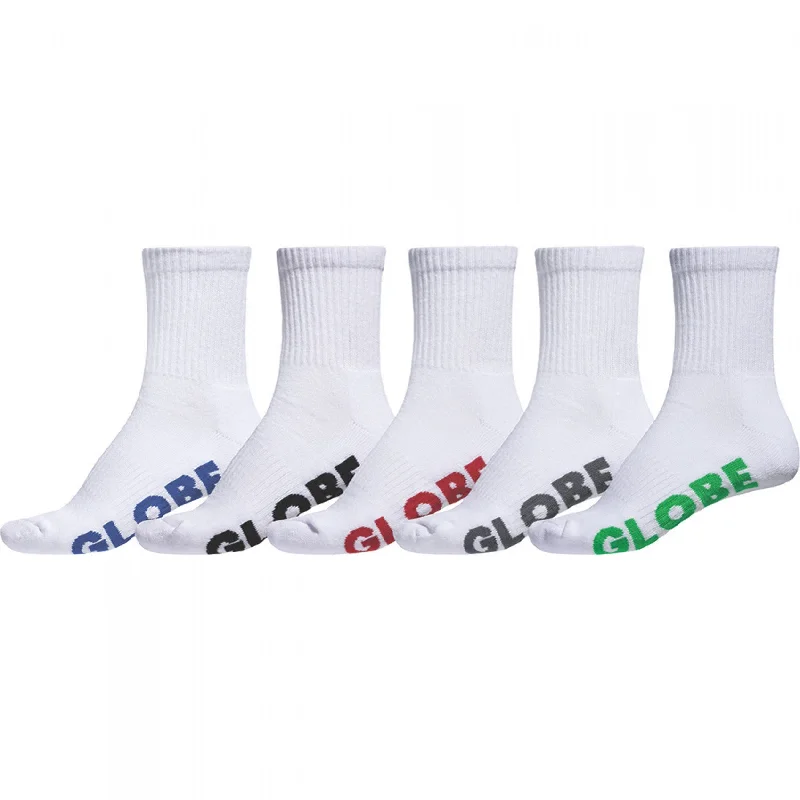 Vintage running socks-Globe - Stealth Crew Socks White 5 Pack