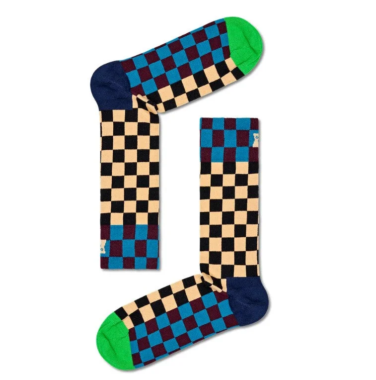 Retro wool crew-Happy Socks: Dark Checkerboard Socks