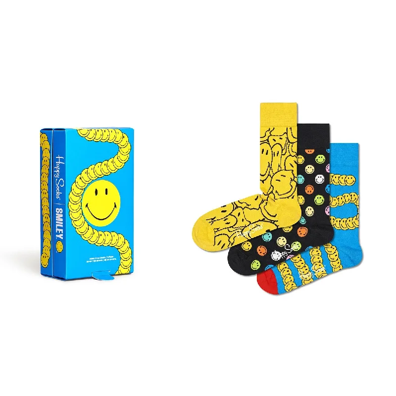 Cozy striped crew-Happy Socks: Smiley Gift Set