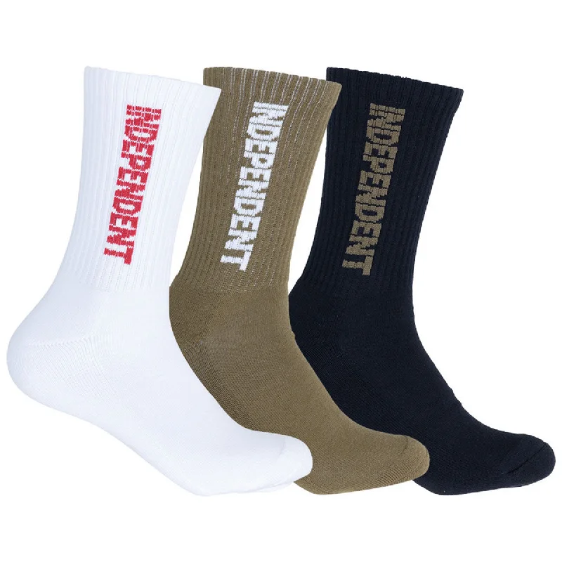 Organic cozy socks-Independent - ITC Grind Crew Socks White/Gravel/Black