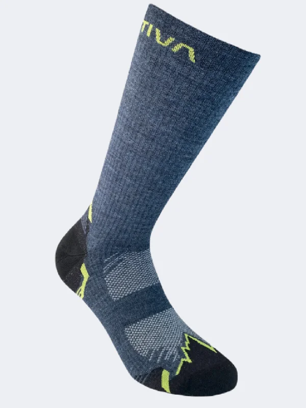 Trendy cotton socks-La Sportiva Men Hiking Sock Storm Blue/Lime