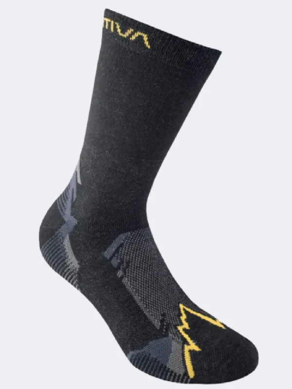 Plush chenille socks-La Sportiva X Cursion Unisex Hiking Sock Black/Yellow