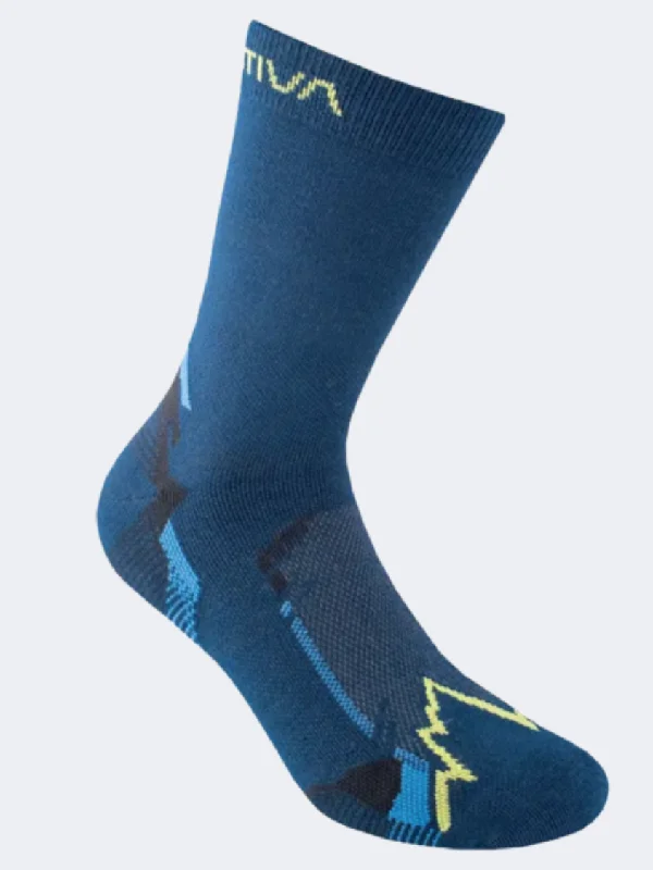 Fuzzy lounge socks-La Sportiva X Cursion Unisex Hiking Sock Blue/Lime Punch