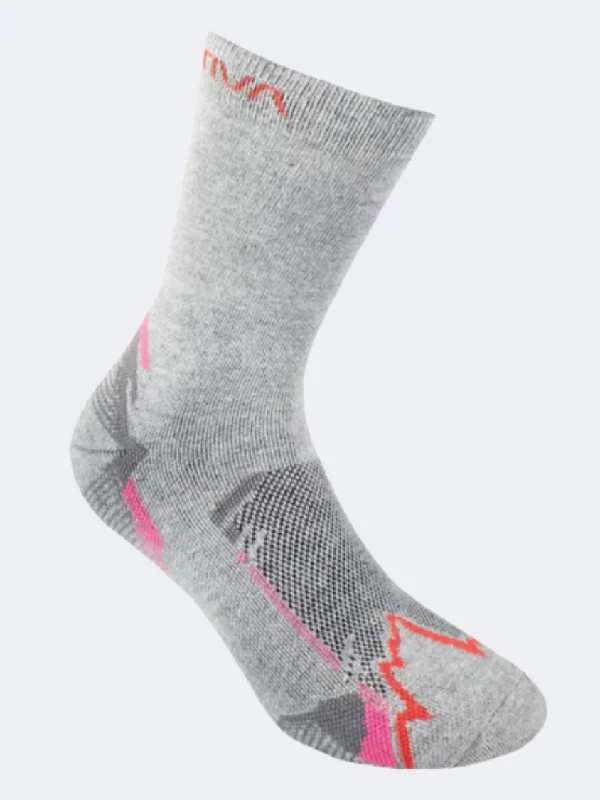 Classic gray socks-La Sportiva X Cursion Unisex Hiking Sock Grey/Cherry Tomato