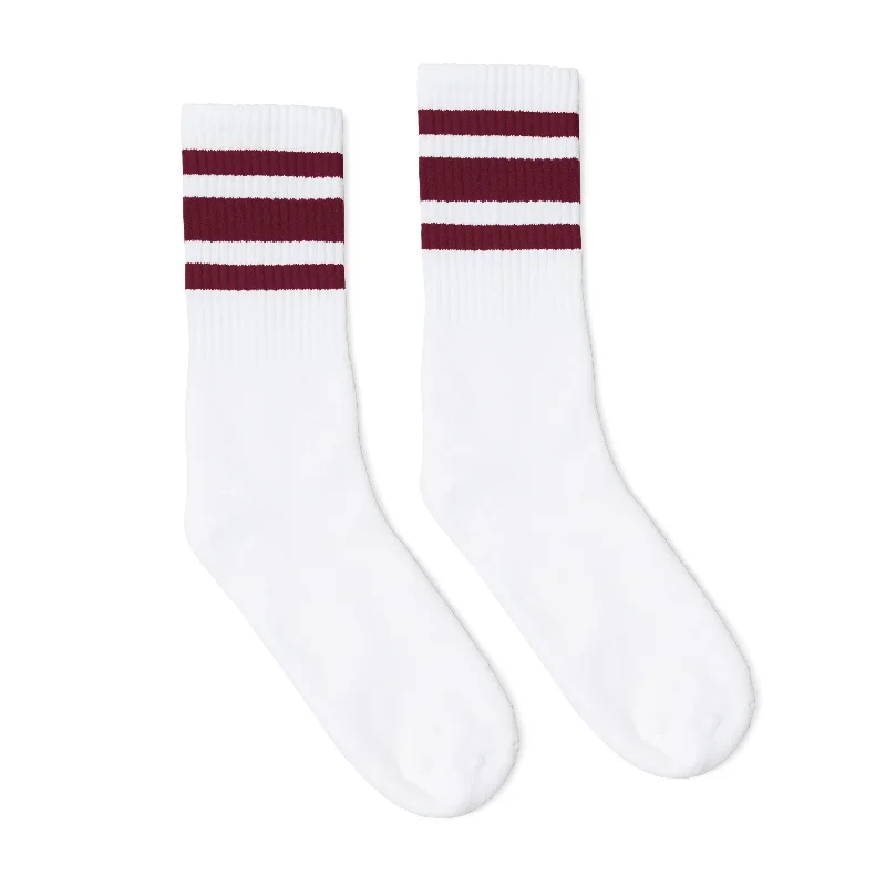 Classic orange socks-Maroon Striped Socks | White