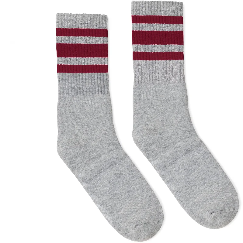 Retro argyle socks-Maroon Stripes | Heather Grey