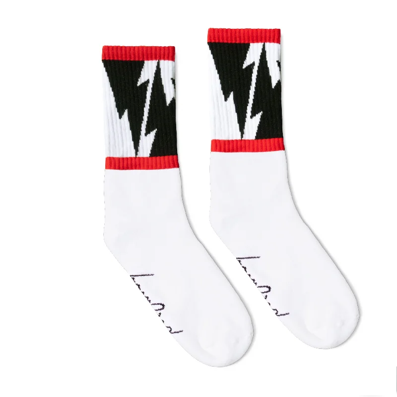 Bright cotton socks-Mike Vallely Lightning Bolt Socks V2 | White