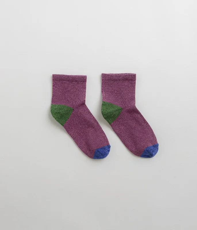 Hand-knit striped socks-Mollusk Color Block Socks - Huckleberry