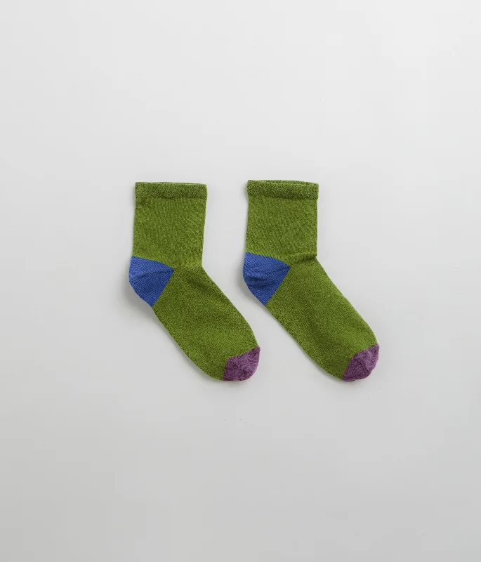 Breathable cozy socks-Mollusk Color Block Socks - Moss