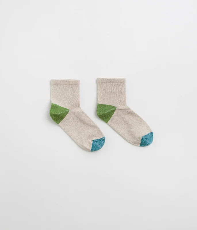 Lightweight fuzzy socks-Mollusk Color Block Socks - Natural