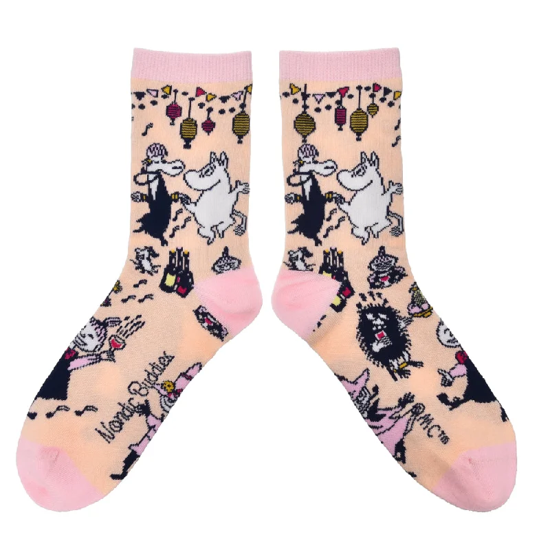 Cute cozy socks-Moomin Party Ladies Socks Pink - Nordicbuddies