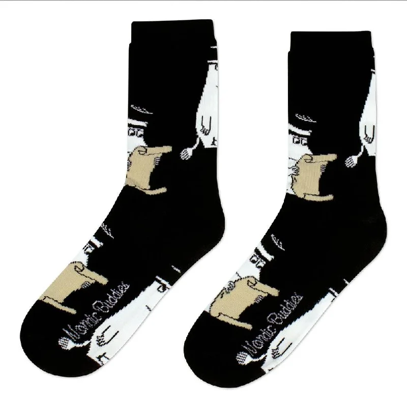 Cushioned striped socks-Moominpappa Letter Socks Black 40-45 - Nordicbuddies