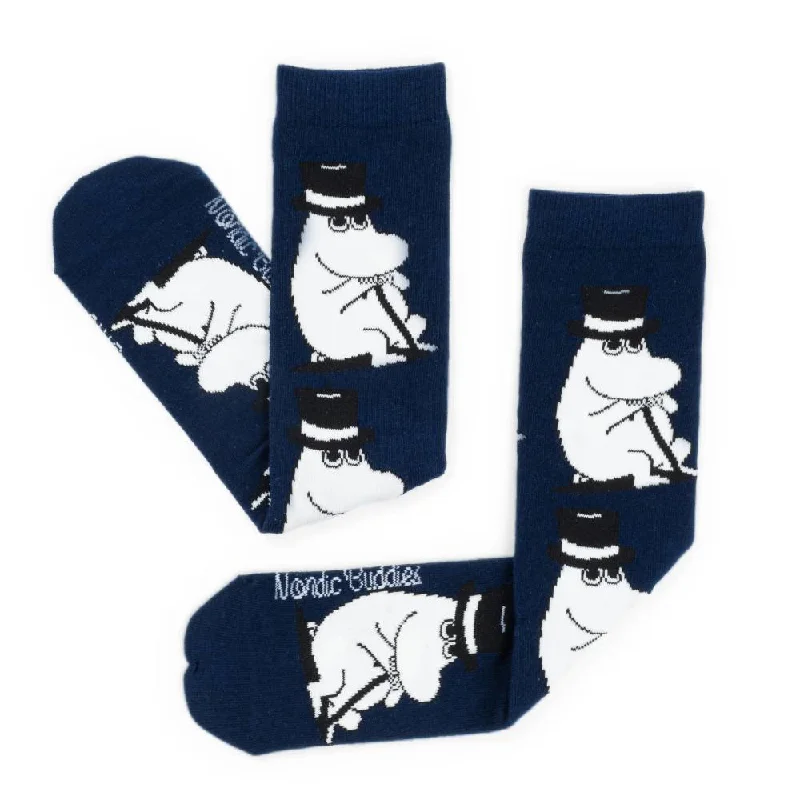 Organic athletic socks-Moominpappa Socks Navy - Nordicbuddies