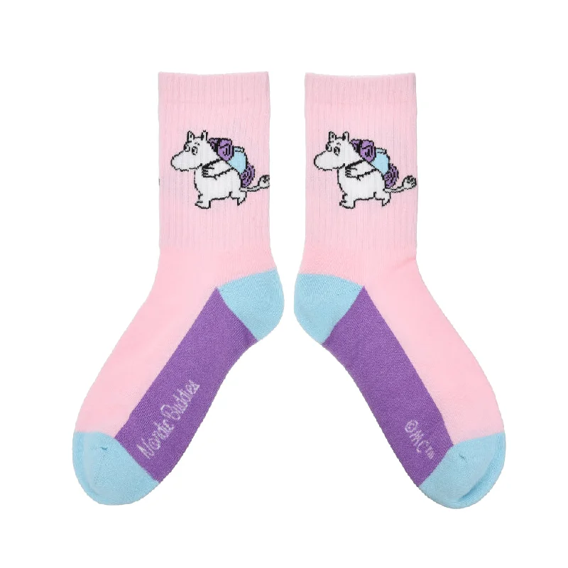 Durable cozy socks-Moomintroll Ladies Retro Socks Pink - Nordicbuddies