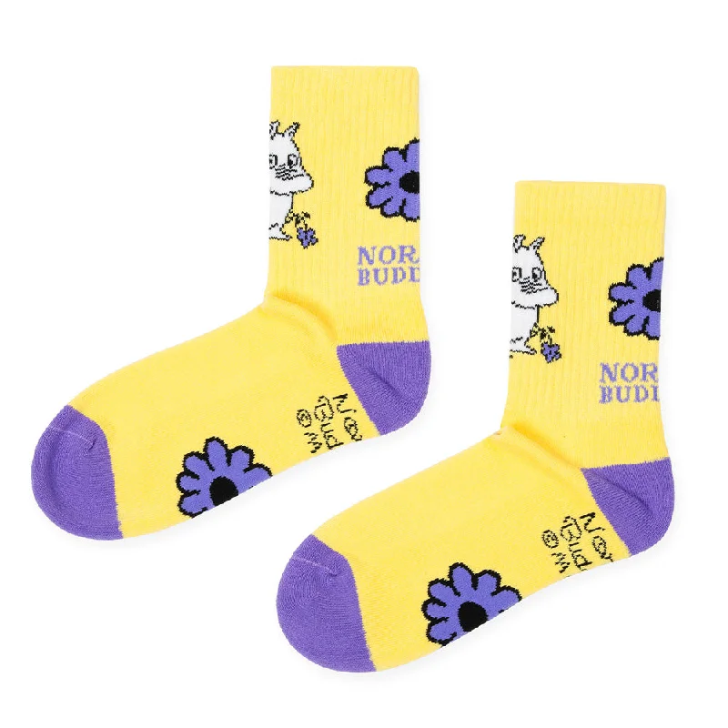 Thin bamboo socks-Moomintroll Ladies Retro Socks Yellow - Nordicbuddies