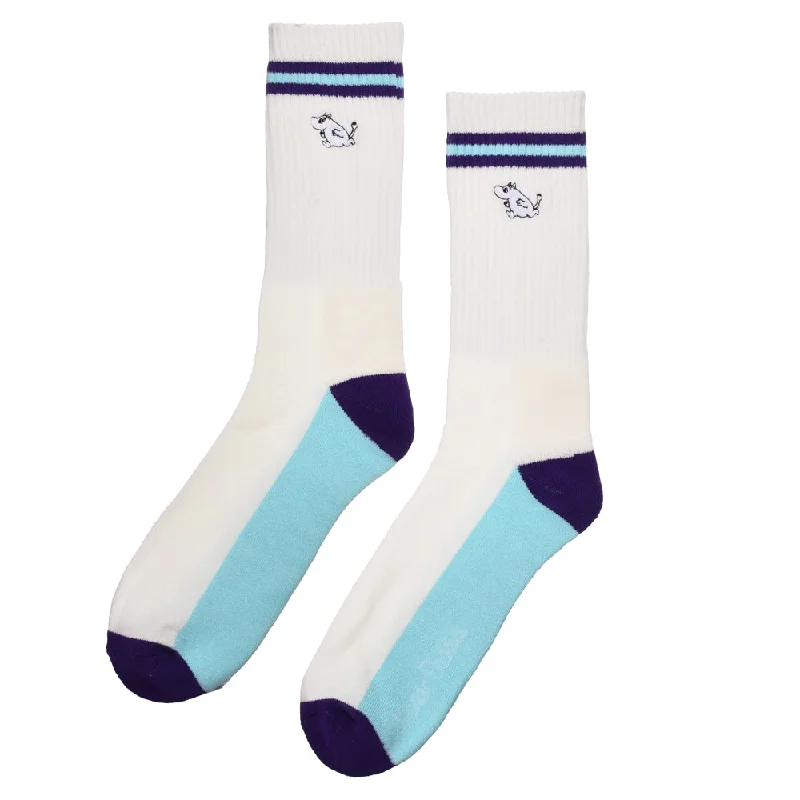 Bright fuzzy socks-Moomintroll Men Embroidery Socks White-blue - Nordicbuddies