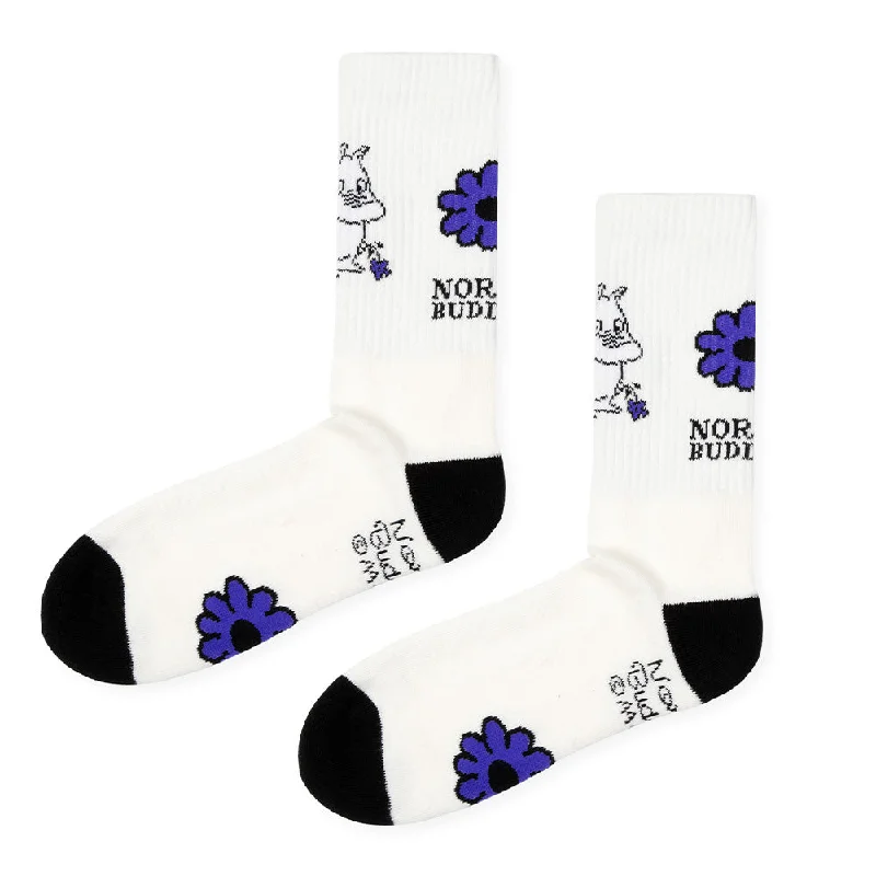 Trendy wool socks-Moomintroll Men Retro Socks White-Black - Nordicbuddies