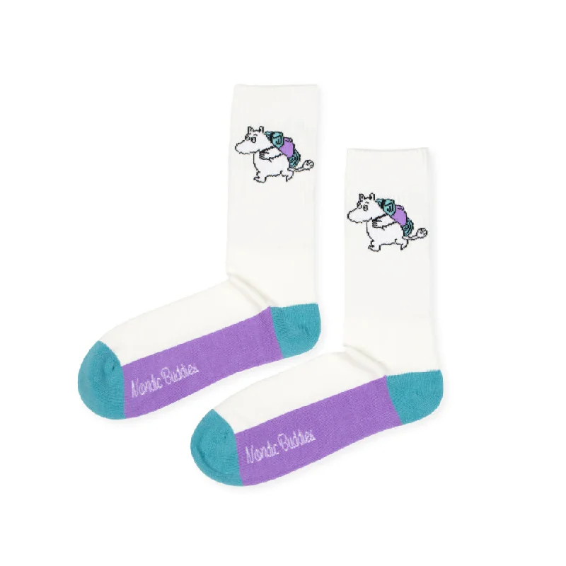 Handmade running socks-Moomintroll Men Retro Socks White-violet - Nordicbuddies