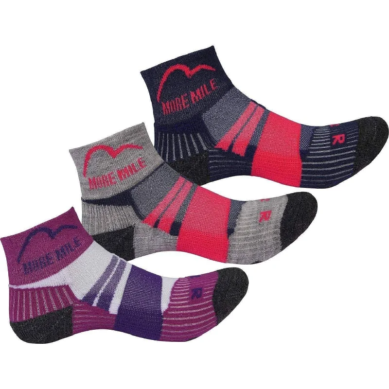 Compression bamboo socks-More Mile Endurance (3 Pack) Junior Running Socks - Multi