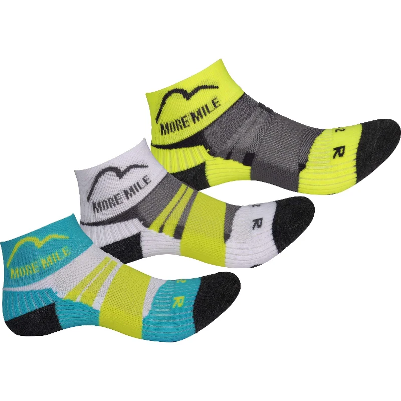 Bright cotton socks-More Mile Endurance (3 Pack) Junior Running Socks - Multi