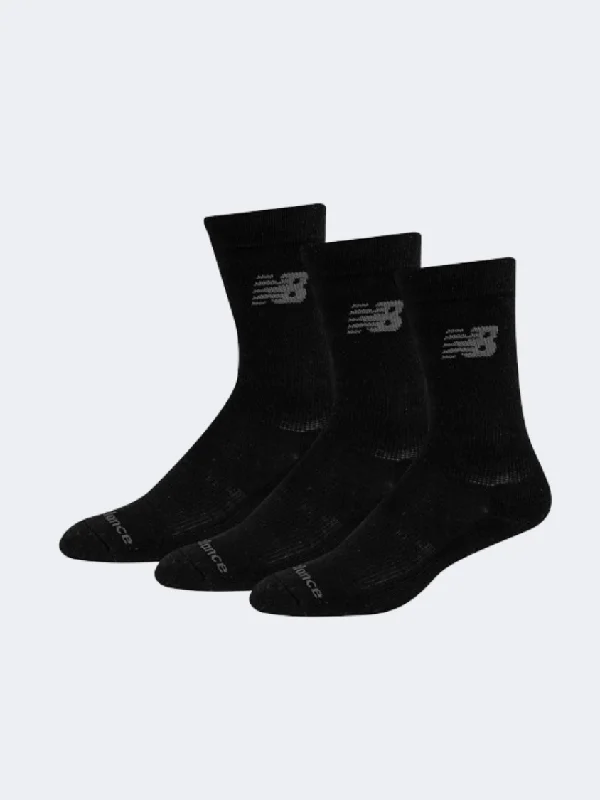 Minimalist striped socks-New Balance Cotton Cushioned 3P Unisex Performance Sock Black