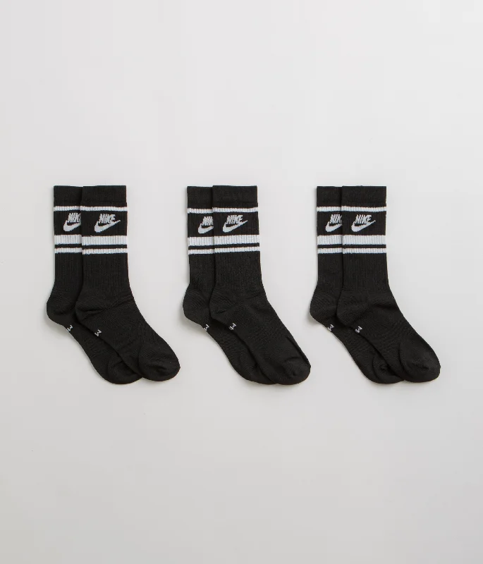 Casual white socks-Nike Everyday Essential Crew Socks (3 Pair) - Black / White / Black