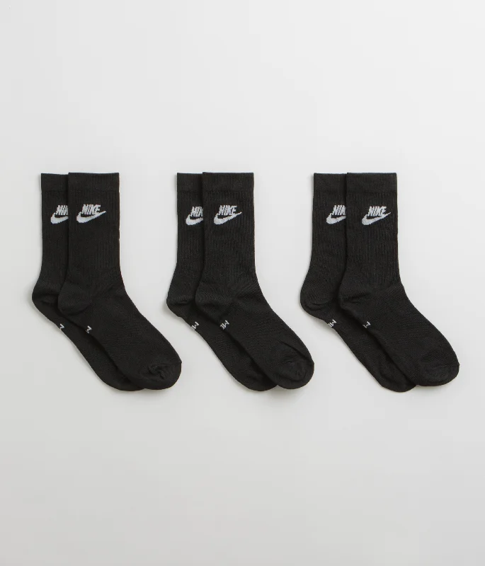 Soft hiking socks-Nike Everyday Essential Crew Socks (3 Pair) - Black / White / White