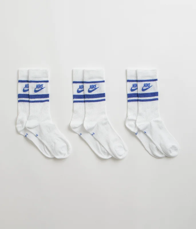 Casual striped socks-Nike Everyday Essential Crew Socks (3 Pair) - White / Game Royal / Game Royal