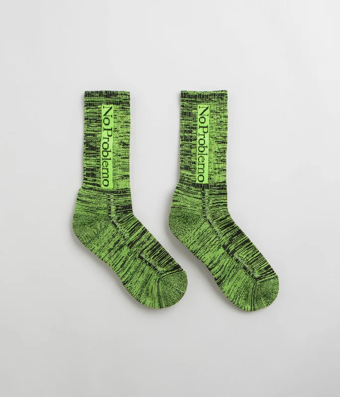 Durable cozy socks-No Problemo Glitch Knit Socks - Green