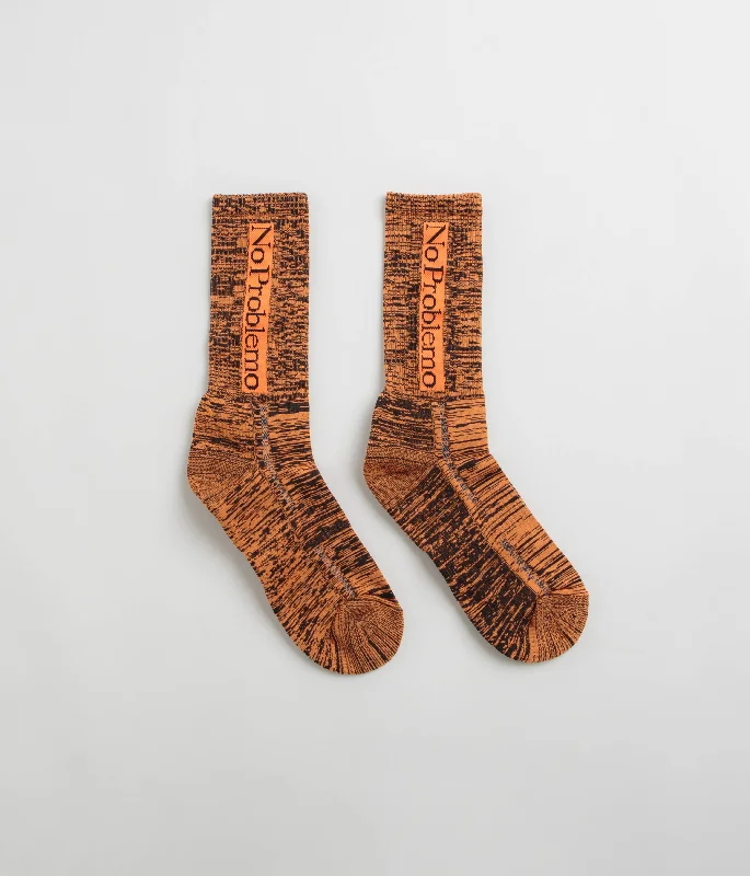 Formal wool crew-No Problemo Glitch Knit Socks - Orange