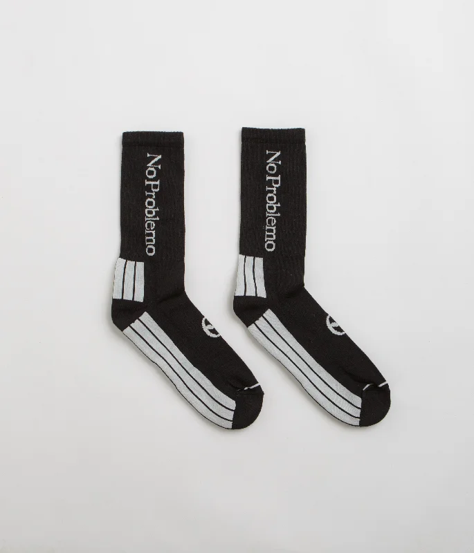 Warm bamboo socks-No Problemo Logo Socks - Black