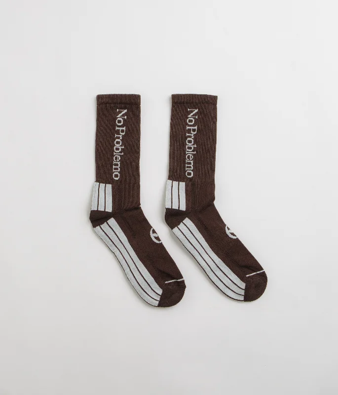 Vintage cozy socks-No Problemo Logo Socks - Brown