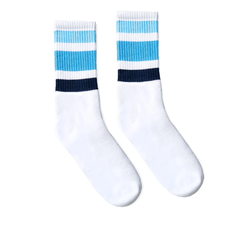 Plush holiday socks-Ocean Blue Shades | White