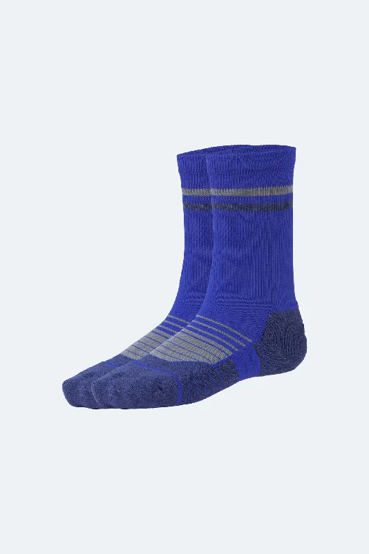 Minimalist running socks-Oil And Gaz Sporty Unisex Hiking Sock Royal Blue/White