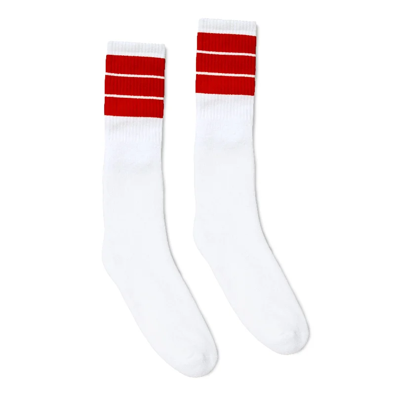 Cozy ribbed socks-Red Thick Stripe | White