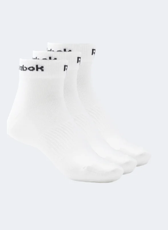 Striped cotton socks-Reebok Active Core Ankle 3 Pairs Unisex Training Sock White