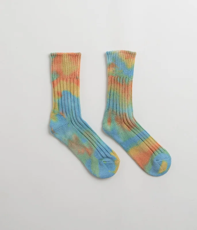 Colorful sports socks-RoToTo Chunky Ribbed Socks - Orange / Light Blue / Light Yellow