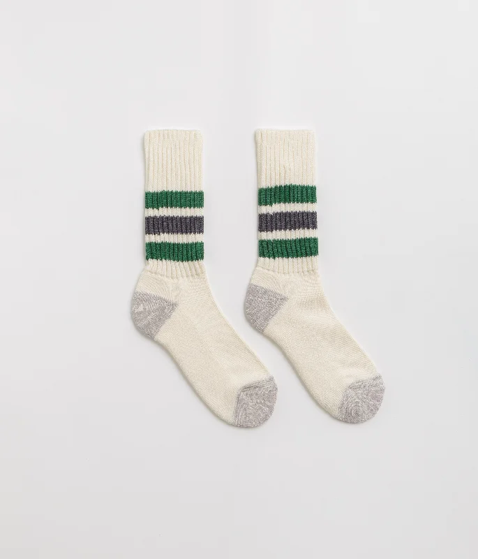 Soft thermal socks-RoToTo Coarse Ribbed Socks - Green / Charcoal