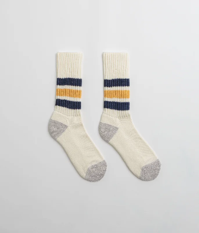 Adorable polka socks-RoToTo Coarse Ribbed Socks - Navy / Yellow