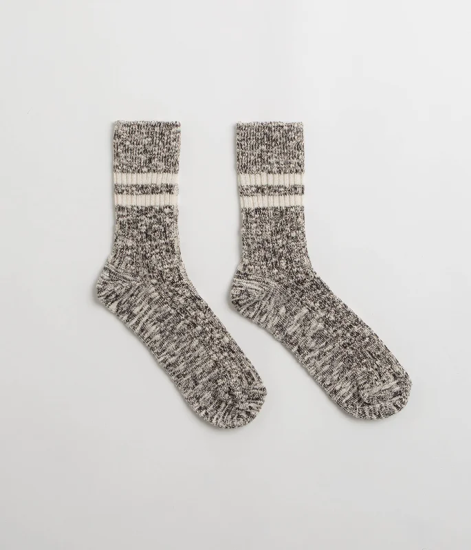 Thin bamboo socks-RoToTo OG Cotton Slub Stripe Socks - Black