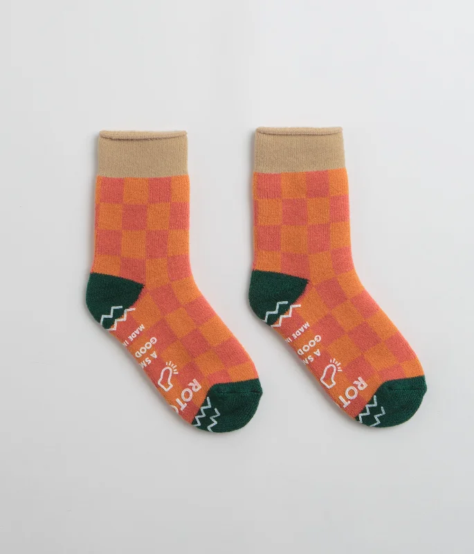 Playful emoji socks-RoToTo Pile Room Socks - Light Orange / Dark Green