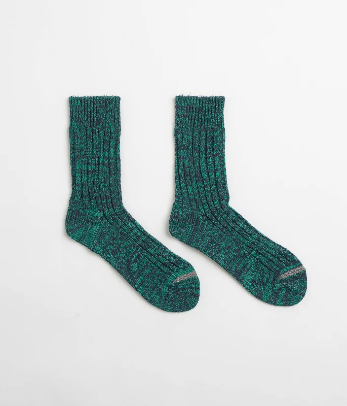 Soft alpaca socks-ROTOTO Recycled Cotton Crew Socks - Blue / Green