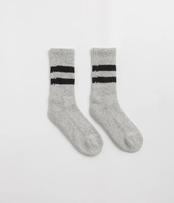 Sporty crew socks-RoToTo Retro Winter Socks - Grey / Black