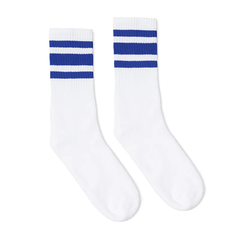 Casual mid-calf socks-Royal Striped Socks | White